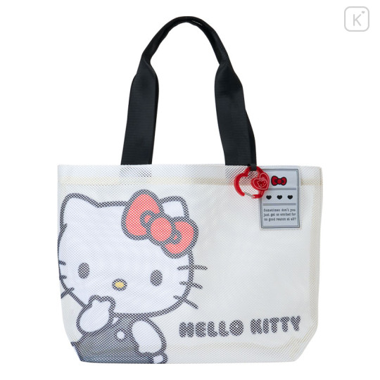 Japan Sanrio Original Extra Large Mesh Beach Tote Bag - Hello Kitty : Summer White - 1