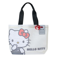 Japan Sanrio Original Extra Large Mesh Beach Tote Bag - Hello Kitty : Summer White