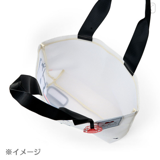 Japan Sanrio Original Extra Large Mesh Beach Tote Bag - Kuromi : Summer White - 3