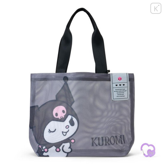 Japan Sanrio Original Extra Large Mesh Beach Tote Bag - Kuromi : Summer White - 4