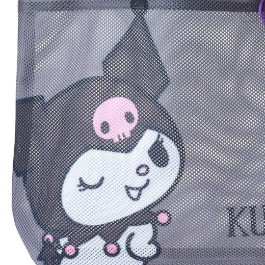 Japan Sanrio Original Extra Large Mesh Beach Tote Bag - Kuromi : Summer White - 5
