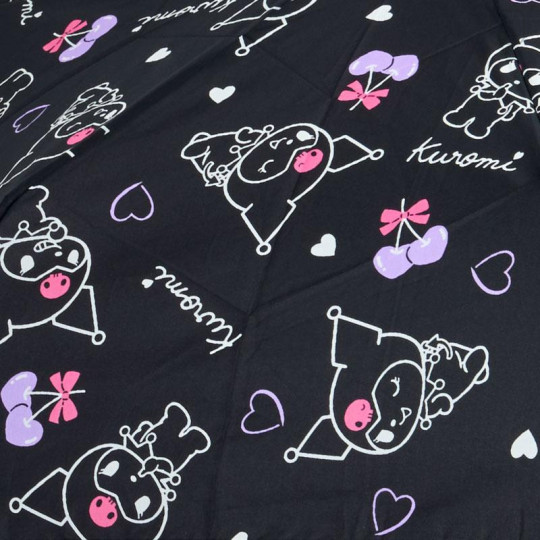 Japan Sanrio Original Folding Umbrella - Kuromi : Black Cherry - 4
