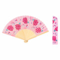 Japan Sanrio Original Bamboo Fan with Case - Hello Kitty : Scattered Flower Pink - 1