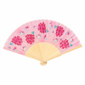 Japan Sanrio Original Bamboo Fan with Case - Hello Kitty : Scattered Flower Pink - 2