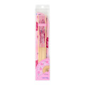 Japan Sanrio Original Bamboo Fan with Case - Hello Kitty : Scattered Flower Pink - 4