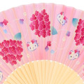 Japan Sanrio Original Bamboo Fan with Case - Hello Kitty : Scattered Flower Pink - 5