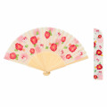 Japan Sanrio Original Bamboo Fan with Case - Hello Kitty : Scattered Flower Ivory - 1