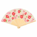 Japan Sanrio Original Bamboo Fan with Case - Hello Kitty : Scattered Flower Ivory - 2