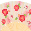 Japan Sanrio Original Bamboo Fan with Case - Hello Kitty : Scattered Flower Ivory - 5
