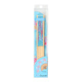Japan Sanrio Original Bamboo Fan with Case - Cinnamoroll : Scattered Flower Blue - 4