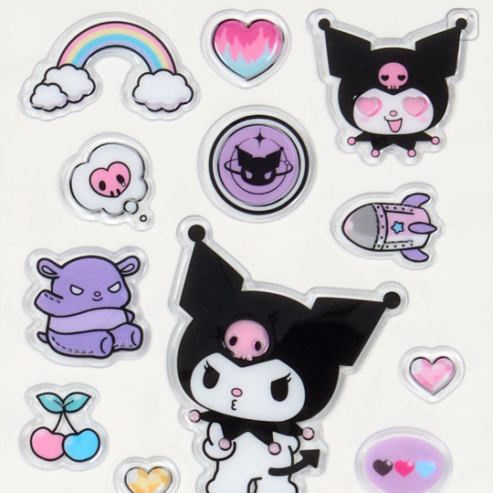 Japan Sanrio Petamelow Sticker - Kuromi : 3D Embossed - 3
