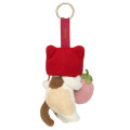 Japan Mofusand Plush Mascot with Carabiner Bag Charm - Mofusand Merci Strawberry Fruit Calico Cat Red - 4