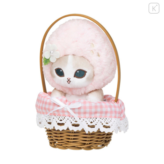 Japan Mofusand Plush Toy - Mofusand Merci Strawberry Fruit Cat Pink in a Basket - 5