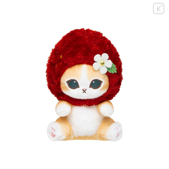 Japan Mofusand Plush Toy - Mofusand Merci Strawberry Fruit Cat Red in a Basket - 7