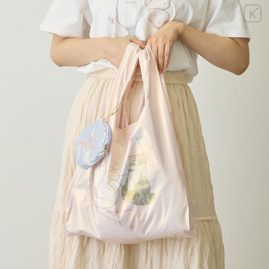 Japan Mofusand Satin Eco Bag with Pouch - Aurora Butterfly Cat Pink - 2