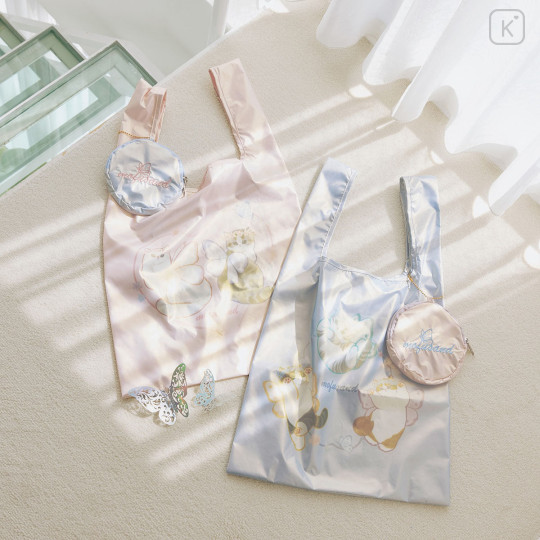 Japan Mofusand Satin Eco Bag with Pouch - Aurora Butterfly Cat Pink - 4