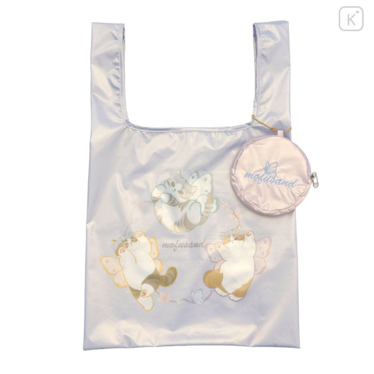 Japan Mofusand Satin Eco Bag with Pouch - Aurora Butterfly Cat Blue - 5