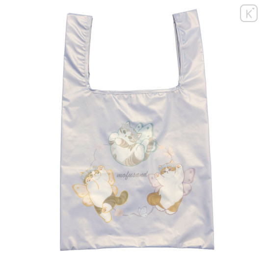 Japan Mofusand Satin Eco Bag with Pouch - Aurora Butterfly Cat Blue - 6