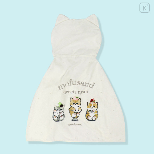 Japan Mofusand Hooded Towel Mini Cape - Sweets Cat Ivory - 2