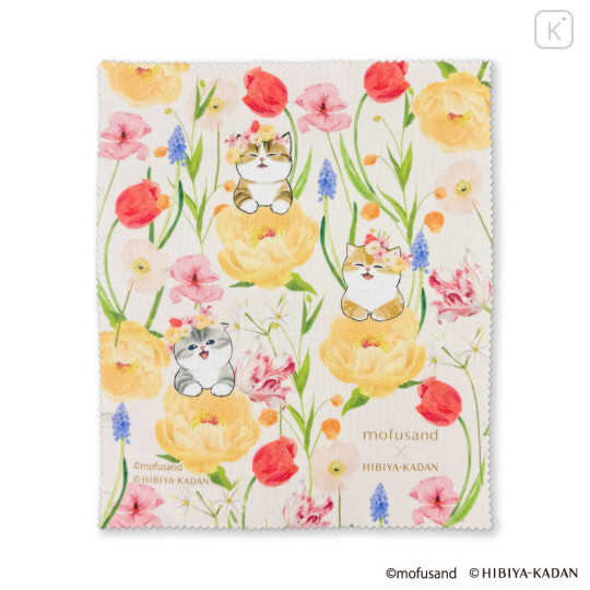 Japan Mofusand Hibiya Kadan Glasses Case - Flora Cat Bloom - 5