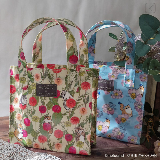 Japan Mofusand Hibiya Kadan Mini Tote Bag - Flora Cat Bloom Dahlia - 3