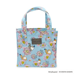 Japan Mofusand Hibiya Kadan Mini Tote Bag - Flora Cat Bloom Cosmos Blue Pink