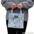 Japan Mofusand Hibiya Kadan Mini Tote Bag - Flora Cat Bloom Cosmos Blue Pink - 2