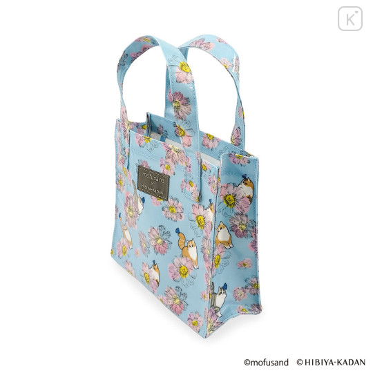 Japan Mofusand Hibiya Kadan Mini Tote Bag - Flora Cat Bloom Cosmos Blue Pink - 5