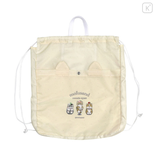 Japan Mofusand Gym Sack Knapsack Drawstring Backpack - Sweets Cat Nyan Ivory - 1