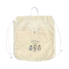 Japan Mofusand Gym Sack Knapsack Drawstring Backpack - Sweets Cat Nyan Ivory