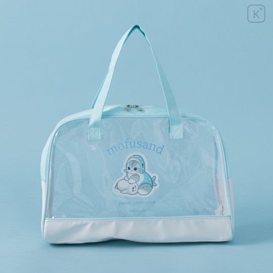 Japan Mofusand Waterproof Vinyl Beach Bag & Pool Boston Bag - Shark Cat Nyan Seal Blue - 2