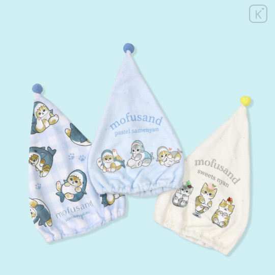Japan Mofusand Towel Cap - Shark Cat Nyan Seal Blue - 2
