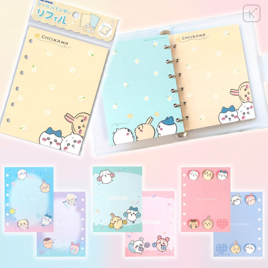 Japan Chiikawa 6 Hole Sticker Binder Refill - Chiikawa : Drawing Neon Blue - 2