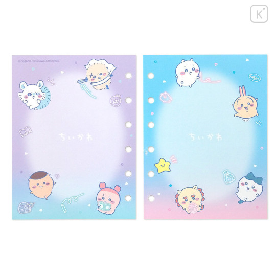Japan Chiikawa 6 Hole Sticker Binder Refill - Chiikawa : Drawing Neon Blue - 4
