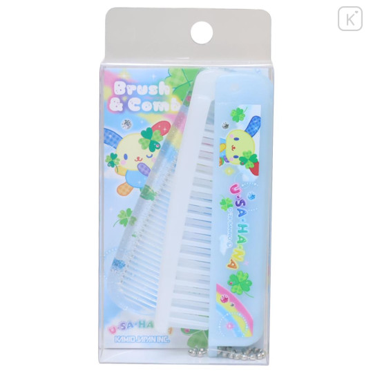 Japan Sanrio Folding Brush & Comb - Usahana : Happy Clover Days - 1