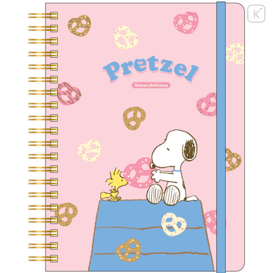 Japan Peanuts B6 Ring Notebook - Snoopy & Woodstock : Sweet & Delicious Pretzel - 1