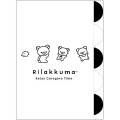Japan San-X Original 5 Pockets A4 Index File Holder - Kiiroitori & Rilakkuma : Basic Rilakkuma Monochrome White - 1