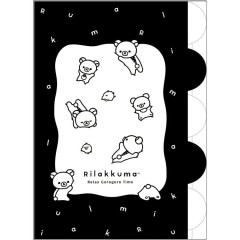 Japan San-X Original 5 Pockets A4 Index File Holder - Kiiroitori & Rilakkuma : Basic Rilakkuma Monochrome