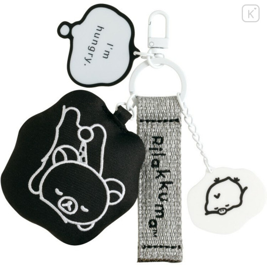 Japan San-x Embroidered Tag Keychain - Kiiroitori & Rilakkuma : Basic Rilakkuma Monochrome - 1
