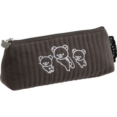 Japan San-x Plush Pen Pouch - Rilakkuma : Basic Rilakkuma Monochrome Embroidery