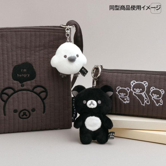 Japan San-x Original Hanging Plush Toy - Chairoikoguma : Basic Rilakkuma Monochrome Black - 4
