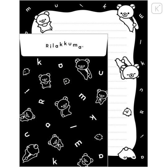 Japan San-X Original Letter Envelope Set - Rilakkuma : Basic Rilakkuma Monochrome - 3