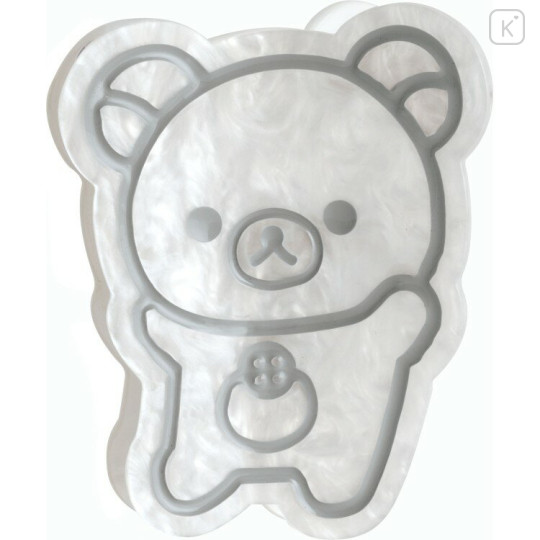 Japan San-X Original Hair Claw Clip - Korilakkuma : Basic Rilakkuma Monochrome Shell Holographic White - 1