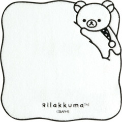 Japan San-x Embroidered Mini Towel Handkerchief - Rilakkuma : Basic Rilakkuma Monochrome White