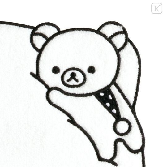 Japan San-x Embroidered Mini Towel Handkerchief - Rilakkuma : Basic Rilakkuma Monochrome White - 2