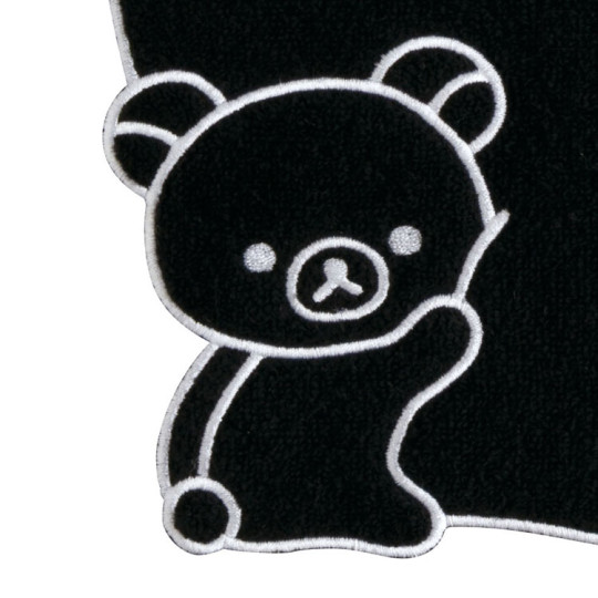 Japan San-x Embroidered Mini Towel Handkerchief - Rilakkuma : Basic Rilakkuma Monochrome Black - 2