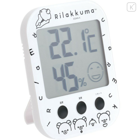 Japan San-x Room Thermometer Hygrometer - Rilakkuma : Basic Rilakkuma Monochrome - 2