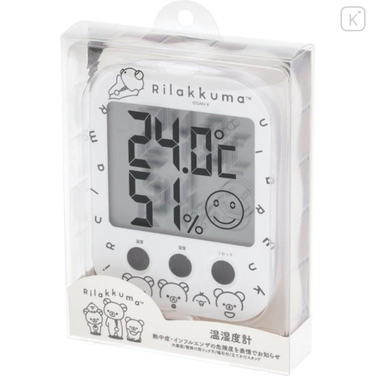 Japan San-X Original Room Thermometer Hygrometer - Rilakkuma : Basic Rilakkuma Monochrome - 4