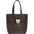 Japan San-x Mini Tote Bag With Plush Mascot Badge - Rilakkuma : Basic Rilakkuma Monochrome - 1