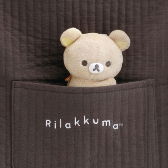 Japan San-X Original Mini Tote Bag With Plush Mascot Badge - Rilakkuma : Basic Rilakkuma Monochrome - 2